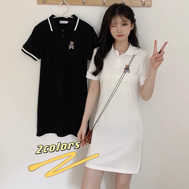 Đầm Cổ Polo Màu Trắng Dáng Ôm Thời Trang Mùa Hè Hàng Mới Dành Cho Bạn Nữ