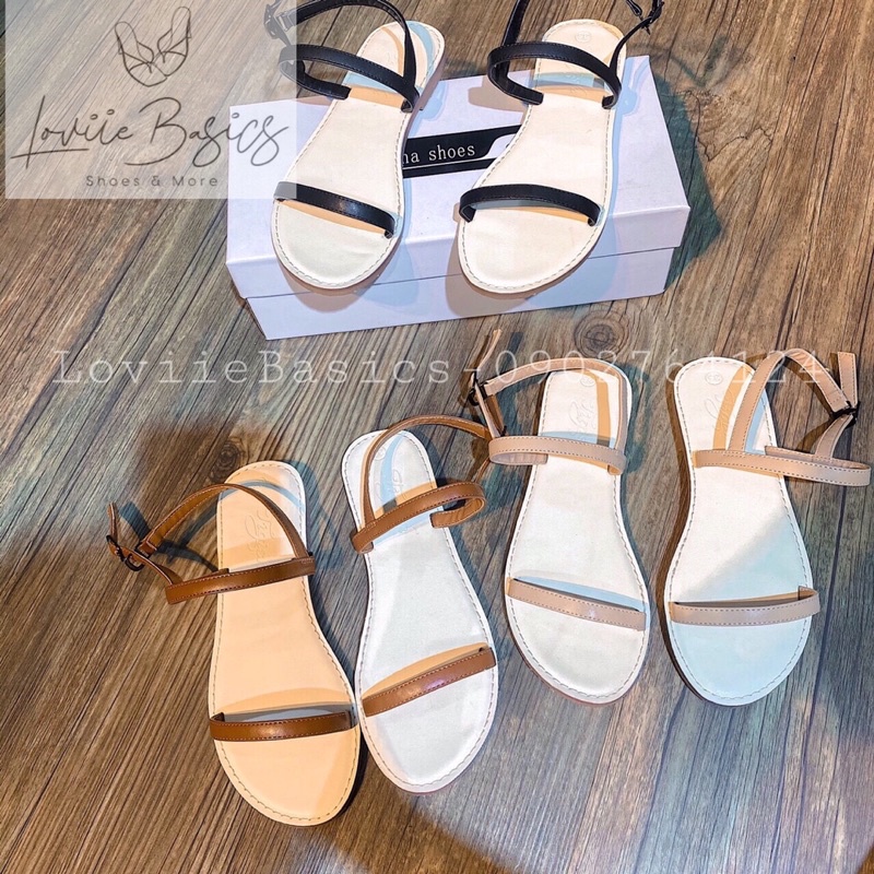 GIÀY SANDAL LOVIIE BASICS - GIÀY QUAI HẬU NỮ ĐẾ BỆT 1CM - DÉP NỮ MŨI TRÒN THỜI TRANG S210707