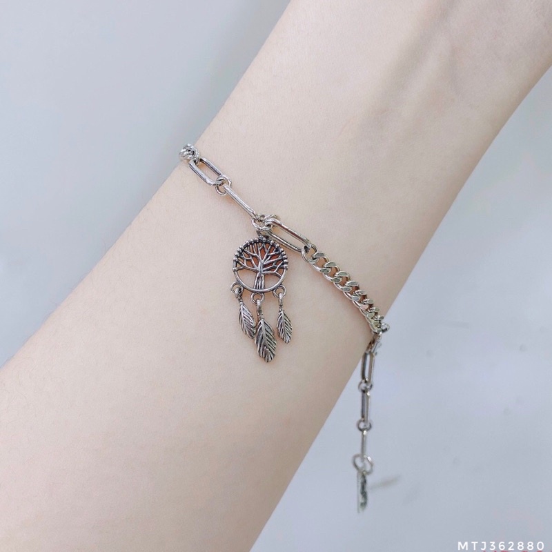 Lắc tay bạc Thái cây giá đình,Vòng tay bạc 925 dạng xích mặt dreamcatcher-Minh Tâm Jewelry