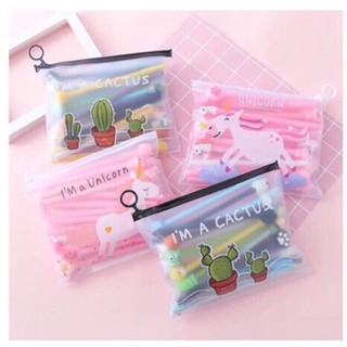 bút combo 1sét bút 20c nhiều hình cute (Mực Đen - Tặng Túi Zip)