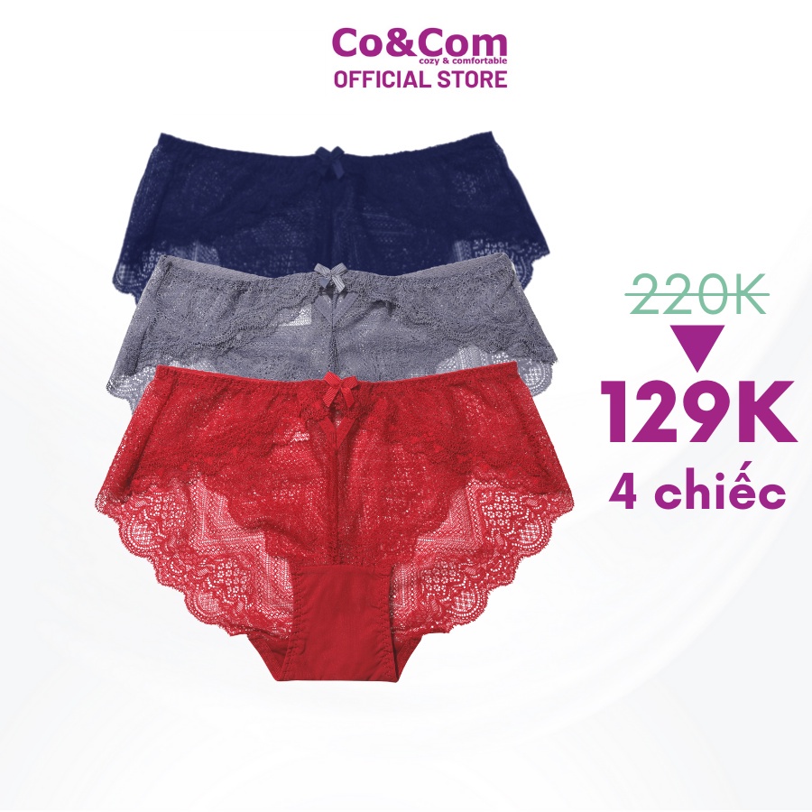 Quần Lót Nữ Ren Sịp Nữ Sexy Co&Com NO882310 Mềm Mại Co Giãn Thoải Mái 42-52 Kg