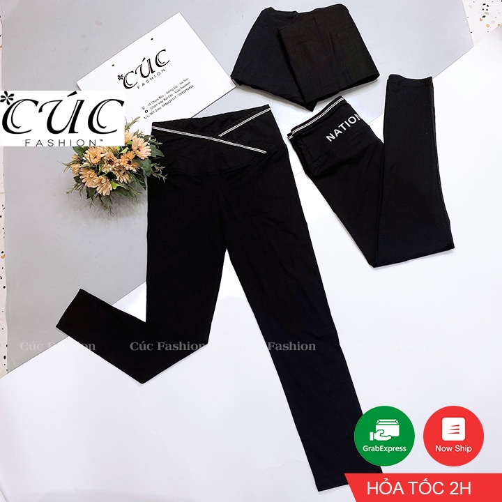 Quần legging nữ dài Cúc Fashion gen bụng chéo cạp cao tôn dáng nâng mông leggin thun ôm bó vải dày dặn bigsize QL06 | BigBuy360 - bigbuy360.vn