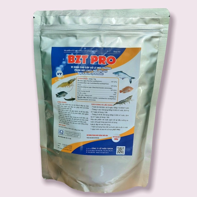 Men Vi Sinh Đáy BZT PRO  Xử Lý Đáy Ao Nuôi Hiệu Qủa Gói 500gr