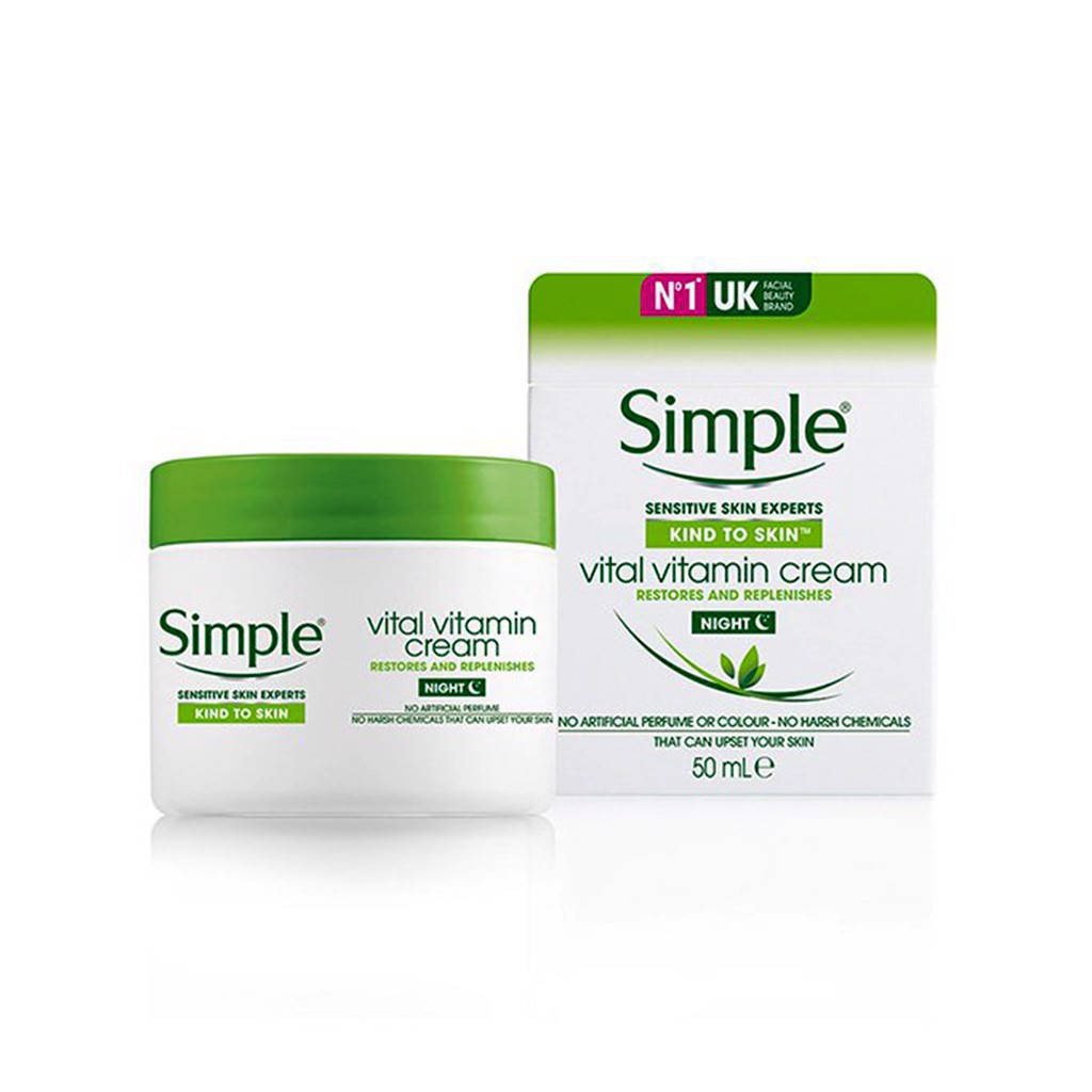 Kem Dưỡng Da Ban Đêm Simple Kind To Skin Vital Vitamin Night Cream 50ml