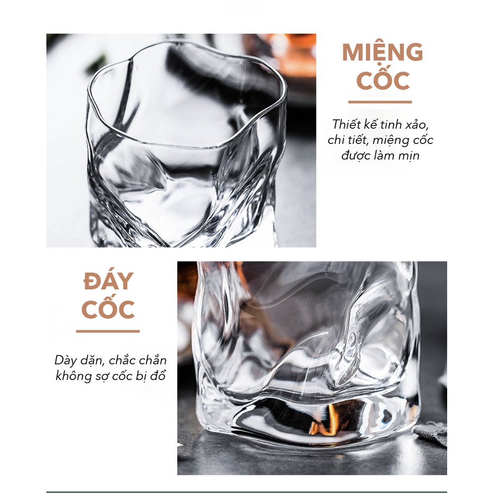 Ly cốc thủy tinh lượn sóng họa tiết độc đáo hiện đại phù hợp dùng trong tiệc rượu, quầy bar, quà tặng, trang trí-Ráp