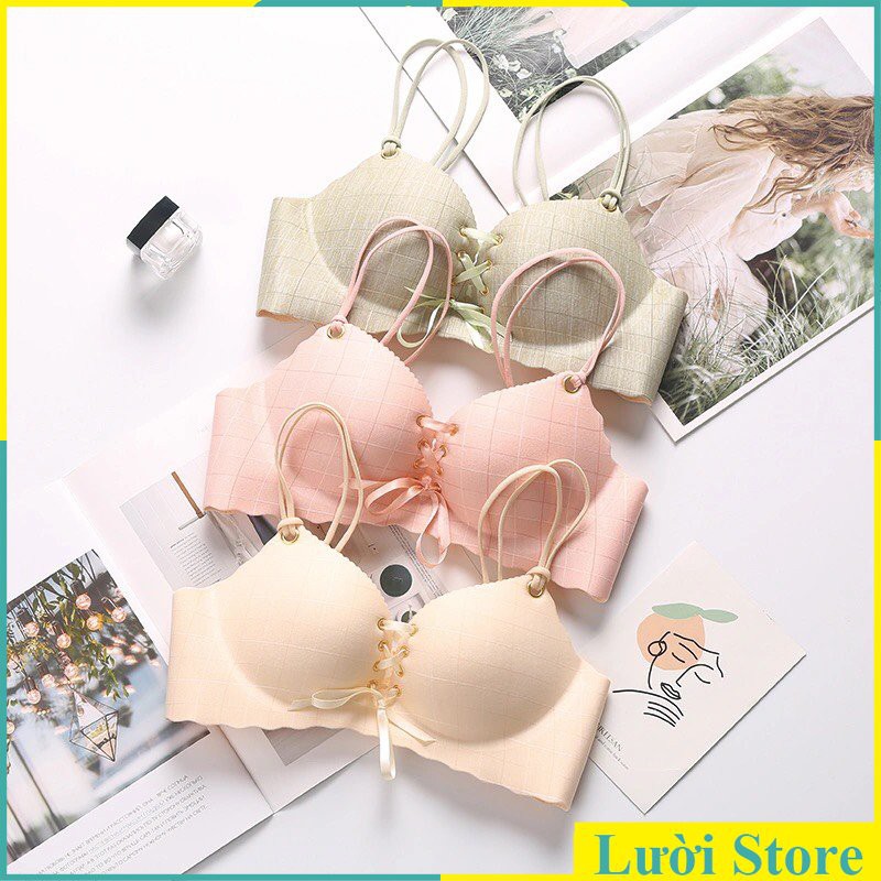 Áo Lót Su Kẻ Dây Rút Đệm Bàn Tay Thông Hơi Nâng Ngực AL09