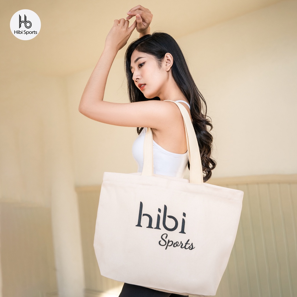 Túi tote đựng đồ tập thời trang nam nữ Hibi Sports A004, chất liệu Canvas cao cấp, có khóa kéo và túi trong