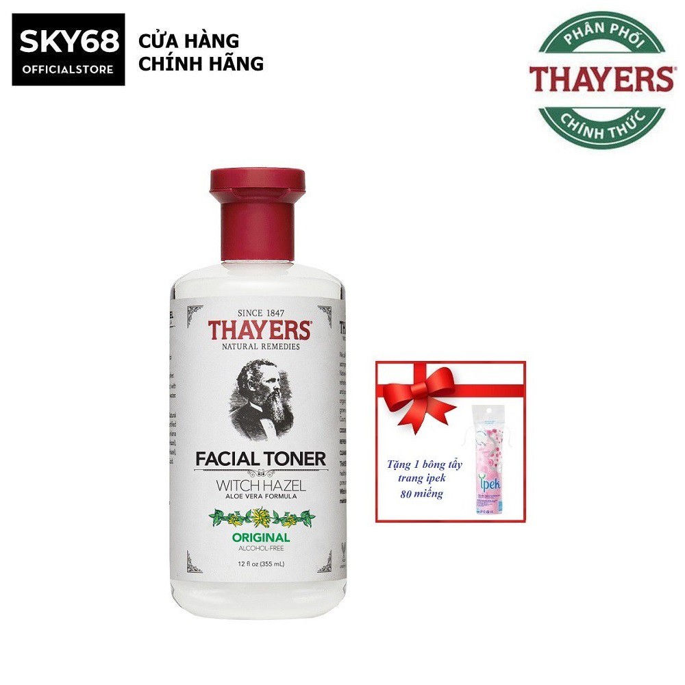 Nước Hoa Hồng Không Cồn Thayers Original 355ml Alcohol - Free Toner Original + Tặng 1 bông tẩy trang 80 miếng