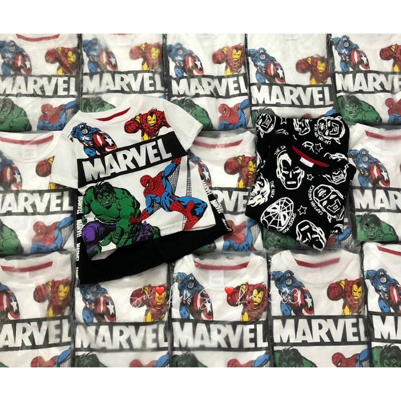 COMBO 2 BỘ SIÊU NHÂN MARVEL CHO BÉ TRAI CHẤT COTTON