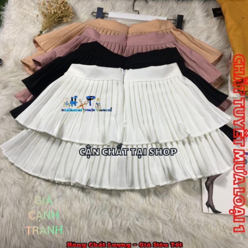 Chân Váy Nữ Lưng Cao Xếp Ly 2 Tầng Có Quần Trong Chất Tuyết Mưa Loại 1 Cao Cấp Siêu Thời Trang - Hàng Có Sẵn