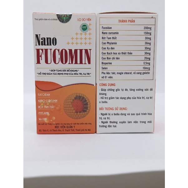 Viên nang Nano Fucomin Lọ 30 viên - Học viện Quân Y