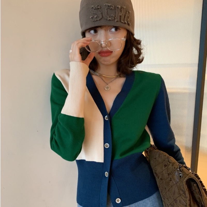Áo Khoác Cardigan Phối Màu Dễ Phối Đồ Thời Trang Mùa Thu