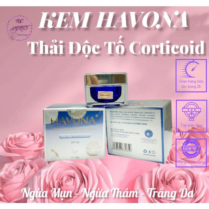 KEM NGỪA MỤN NGỪA THÂM TRẮNG DA HAVONA THẢI ĐỘC TỐ CORTICOID