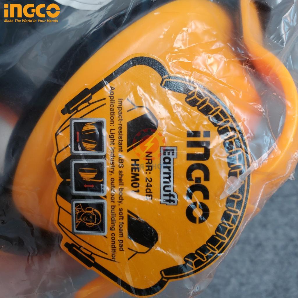 Chụp tai bảo vệ chống ồn INGCO HEM01 siêu nhẹ độ giảm ồn 24dB điều chỉnh theo cỡ đầu
