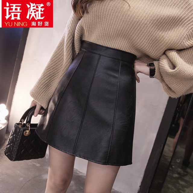 ORDER Chân váy da ngắn chữ A hàng (ảnh thật sau)
