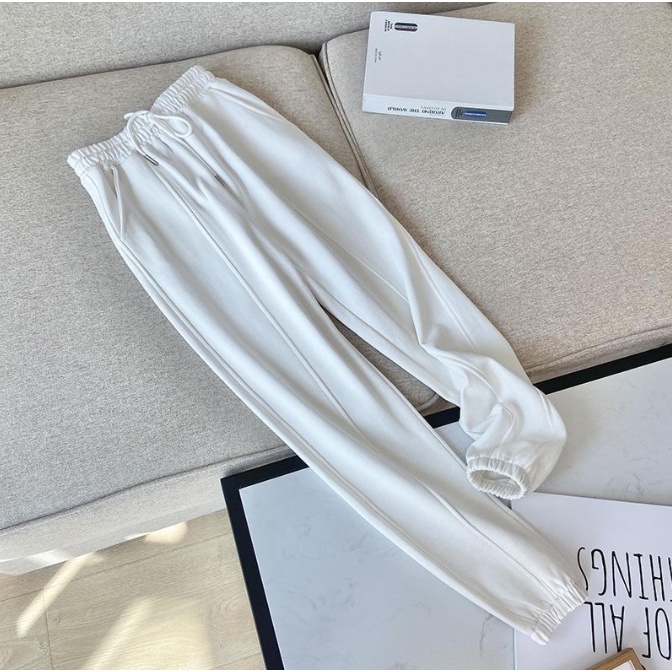 Quần Jogger Nữ Bo Gấu Gân Giữa, Vải Nỉ Da Cá, Lưng Cao Ống Rộng Phong Cách Ulzzang 3 Màu 2021 C. Novembre QJ04