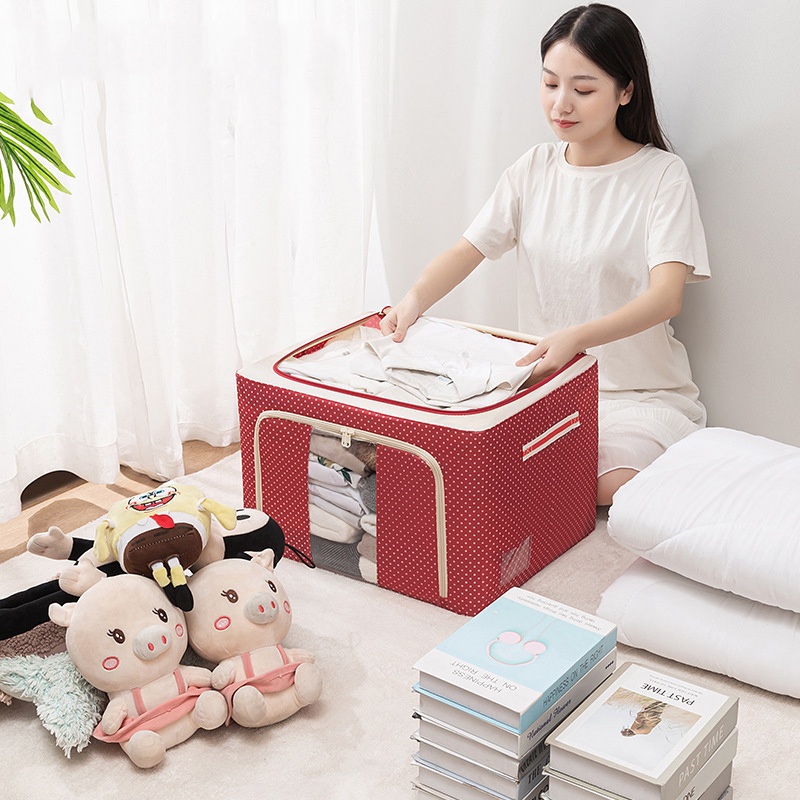 Hộp đựng quần áo, chăn màn khung thép 66l (LOẠI 1)  cao cấp, chắc chắn có khóa kéo tiện dụng chống thấm nước - Boomart