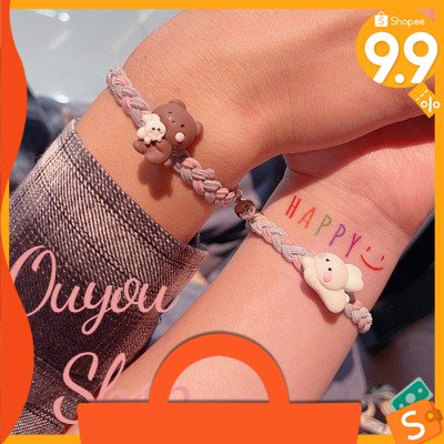Set 2 Vòng Tay Nam Châm Hình Gấu Thỏ Dễ Thương Cho Cặp Đôi OUYOU