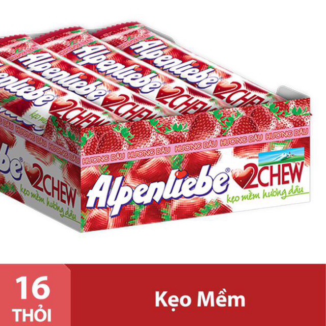 Kẹo Alpenliebe Dẻo Mềm 2Chew Hương Dâu Hộp 16 Thỏi