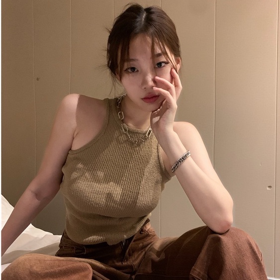 Áo Dệt Kim Không Tay Dáng Ôm Thời Trang Hàn Quốc Dành Cho Nữ