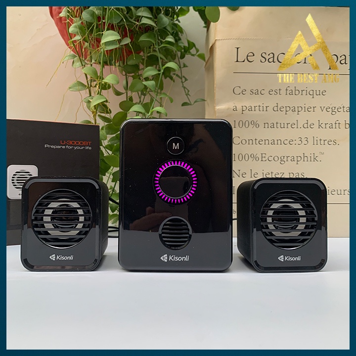 Loa Máy Tính Bluetooth Mini Để Bàn Led Rgb 2.1 Kisonli U-3000BT - Loa Vi Tính Có Dây Laptop Thiết Kế Đẹp Nhỏ Gọn