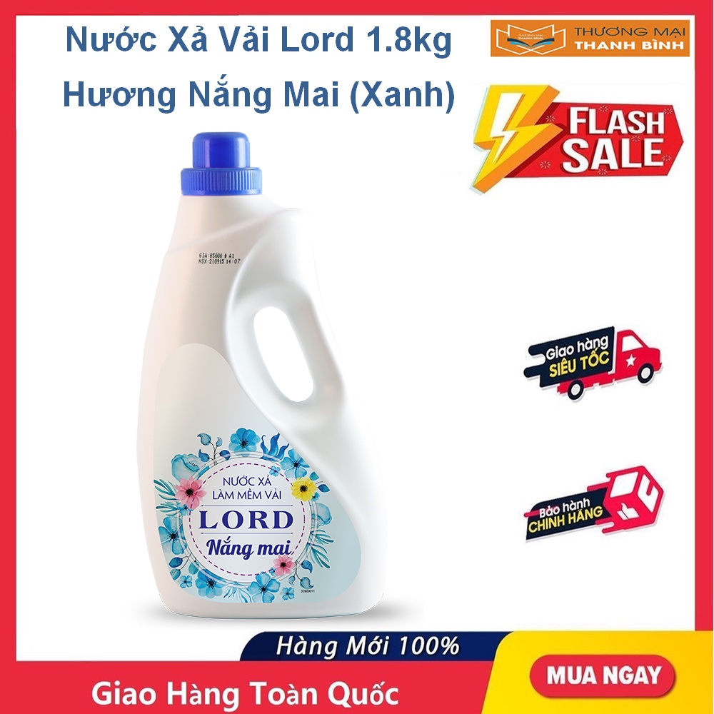 Nước xả làm mềm vải Lord 1.8kg hương Quyến rũ (tím), Ngọt ngào (hồng), Nắng mai (xanh)