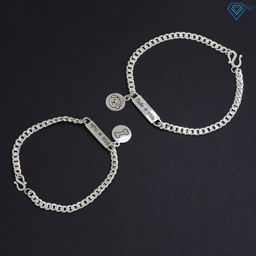 Vòng tay cặp đôi nam nữ bạc khắc tên theo yêu cầu LTD0028 Trang Sức TNJ
