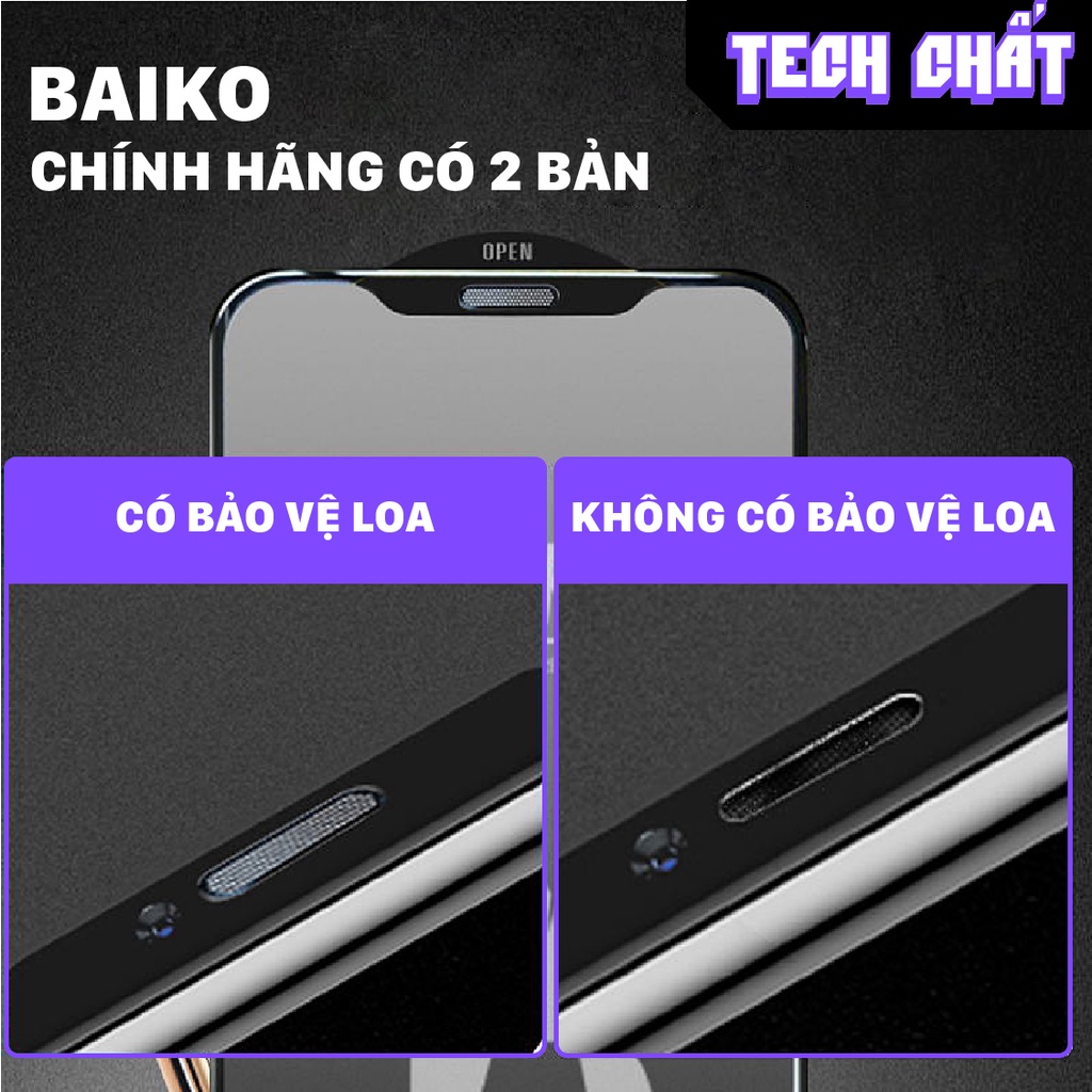 Kính Cường lực kingkong BAIKO có bảo vệ loa cực bền chính hãng cho iphone 6 7 8 x xr xs 11 12 13 14 plus pro tech chất