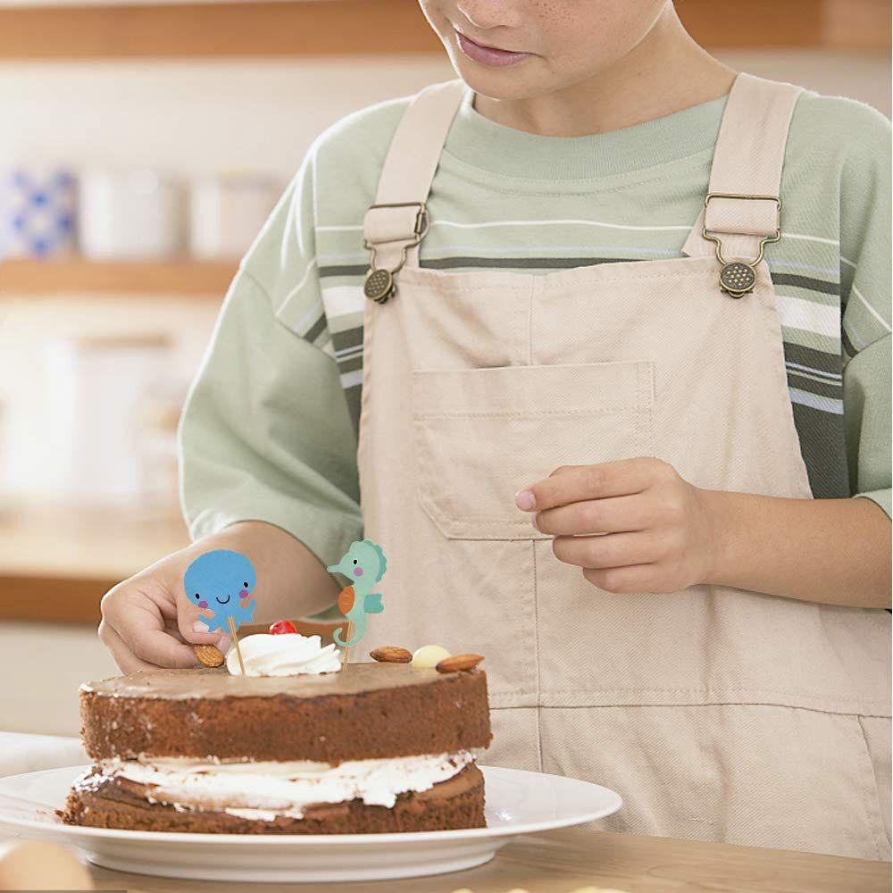 Thẻ Cắm Trang Trí Bánh Kem Hình Sinh Vật Biển / Sao Biển / Cua Cho Bé DIY