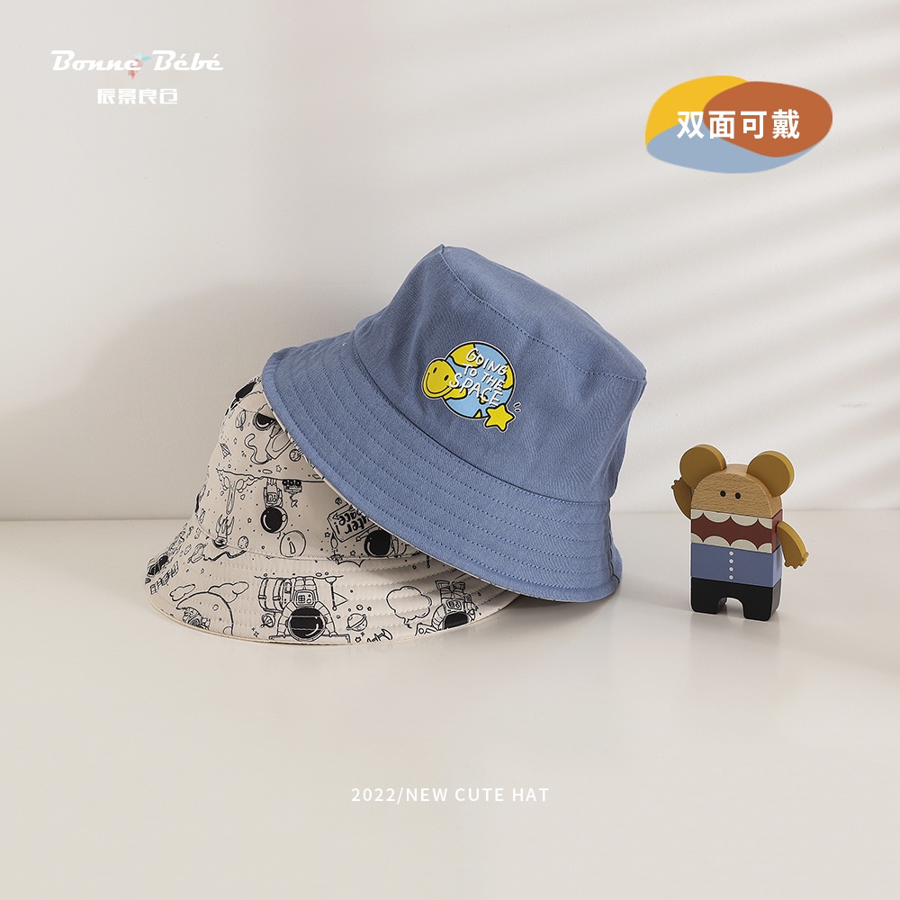 Nón Tai Bèo Hai Mặt In Họa Tiết Hoạt Hình Phi Hành Gia Kiểu Hàn Quốc Cho Bé