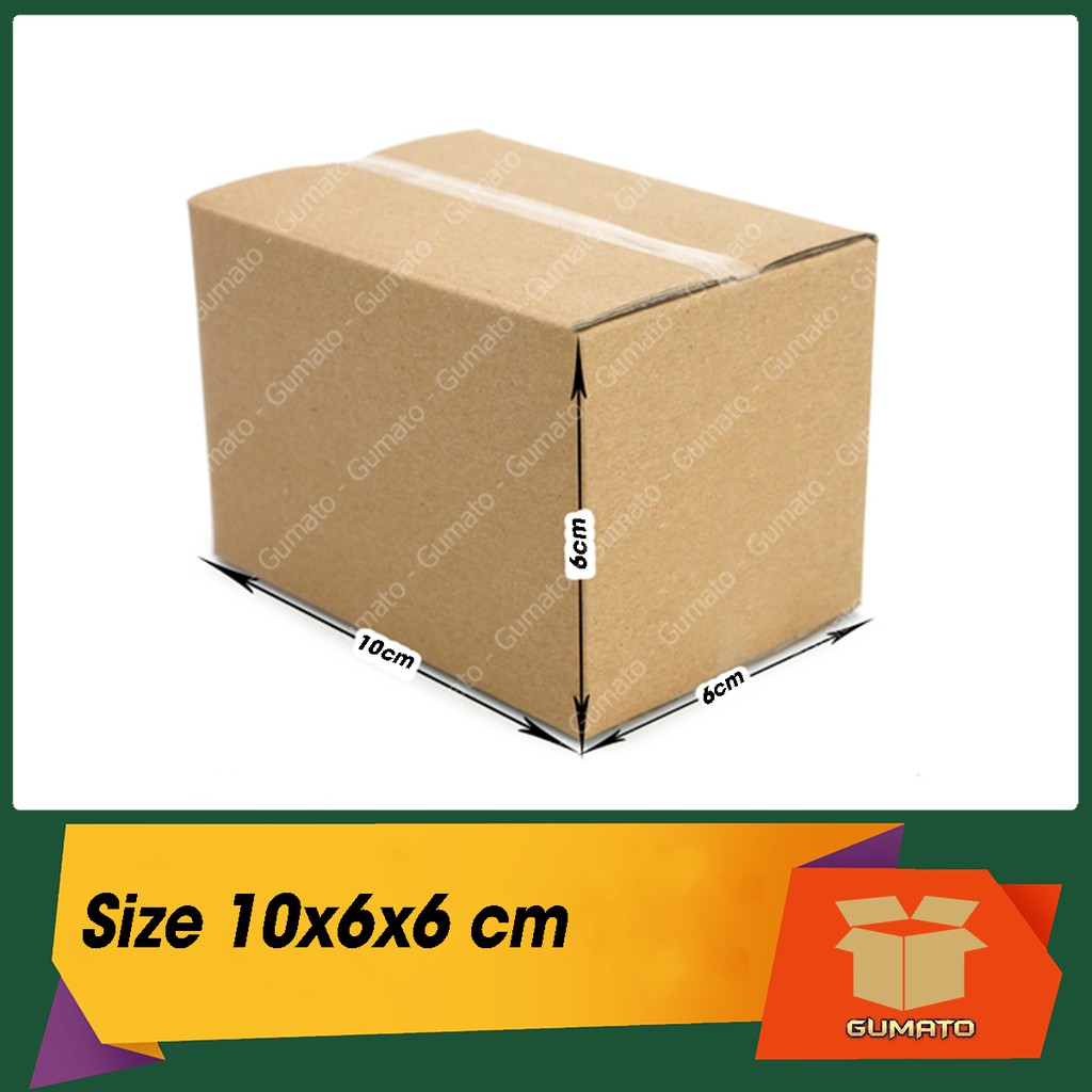 Size 10x6x6 cm, hộp giấy thùng carton gói hàng tại Gumato (Mã số P11)