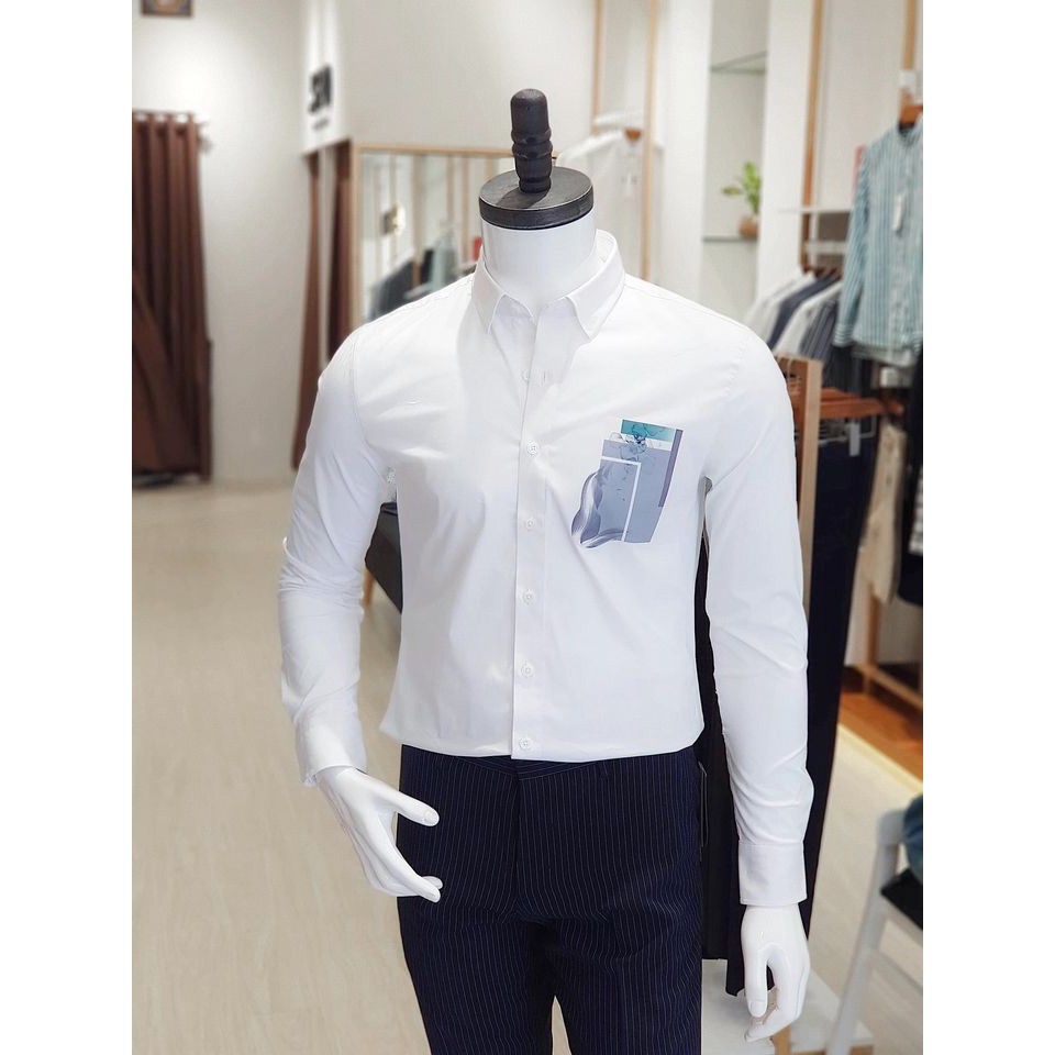 Áo sơ mi nam Double'D màu trắng họa tiết ngực SIN01 | BigBuy360 - bigbuy360.vn