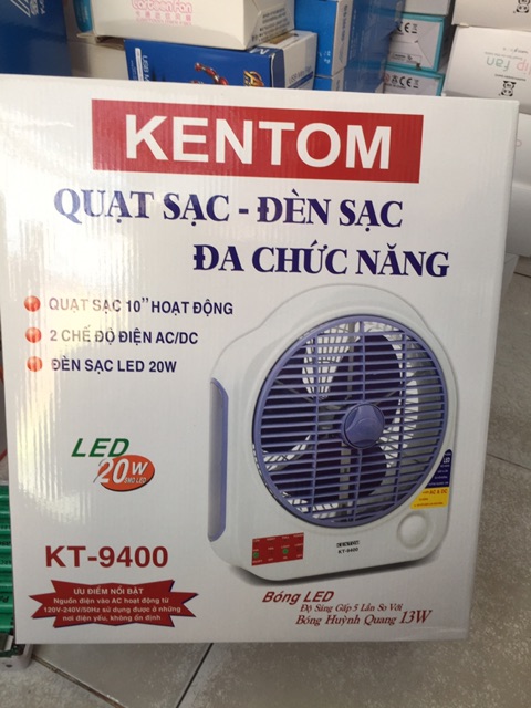 Quạt sạc tích điện chính hãng KENTOM KT-9400