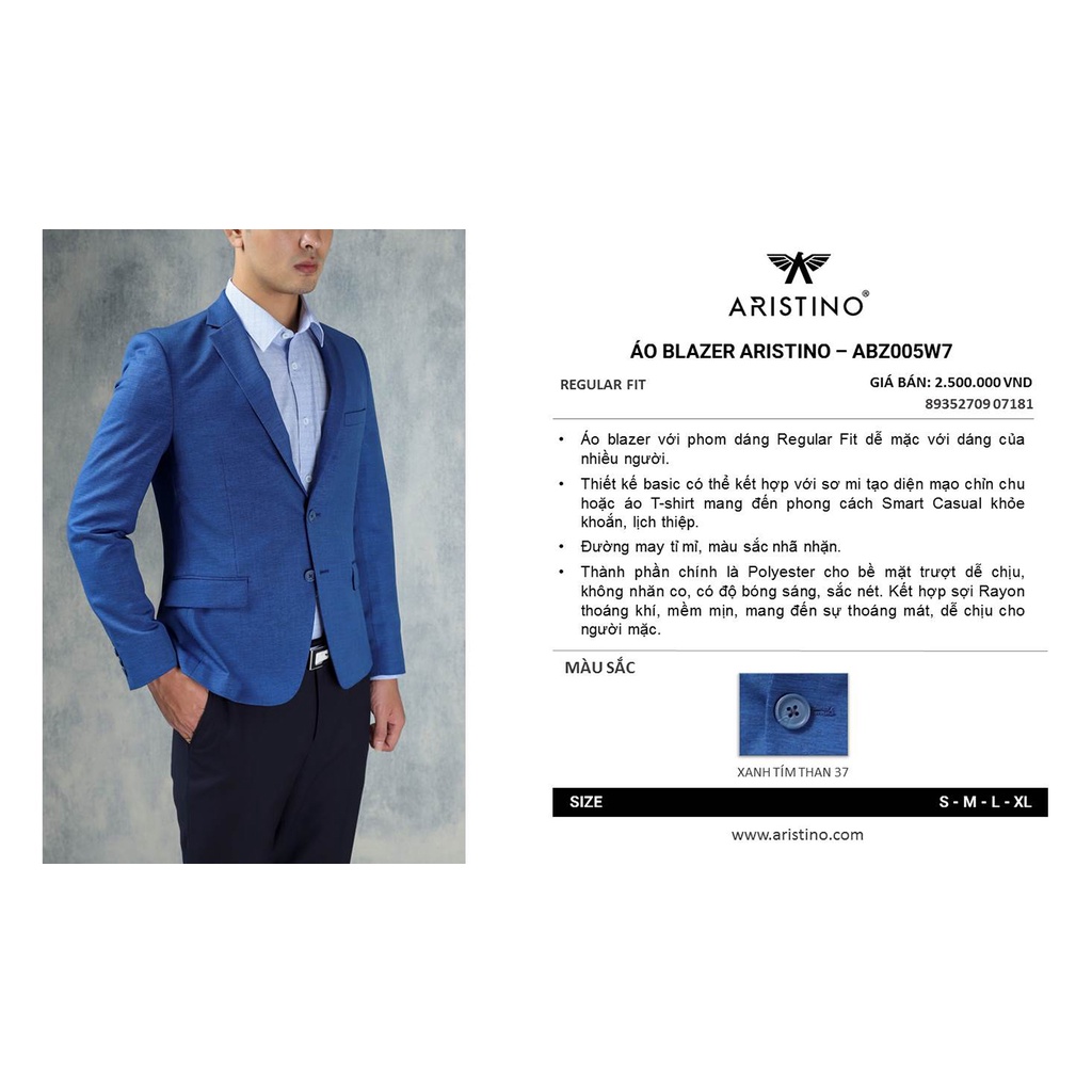 Áo Blazer nam Aristino ABZ005W7 màu tím than