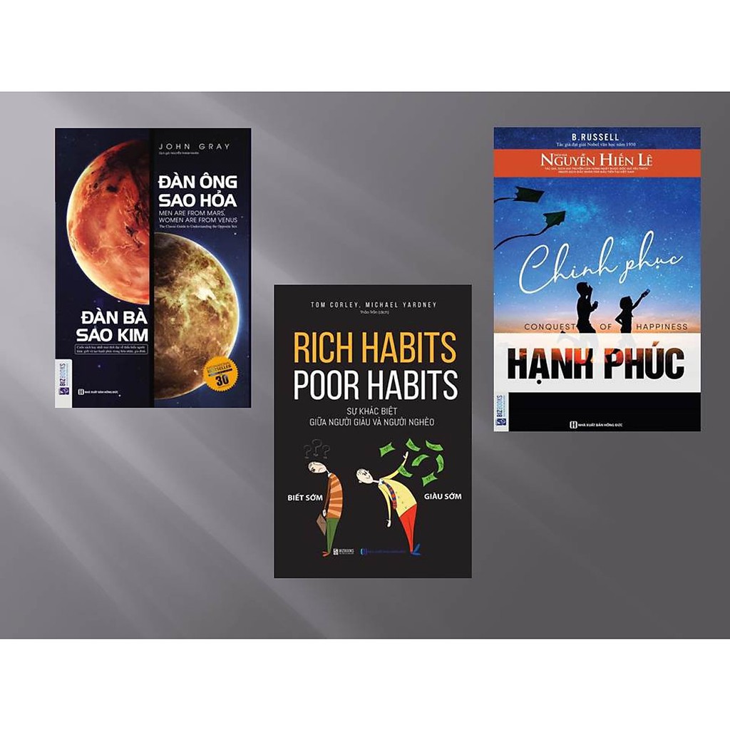 Sách - Combo 3 Cuốn Đàn ông sao hỏa đàn bà sao kim + Chinh phục hạnh phúc + Rich habits, poor habits