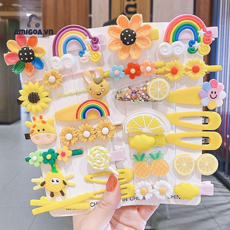 ✨✨ Set Kẹp Tóc 14 Món Nhiều Hình Kute Cho Bé Gái siêu cute, dễ thương