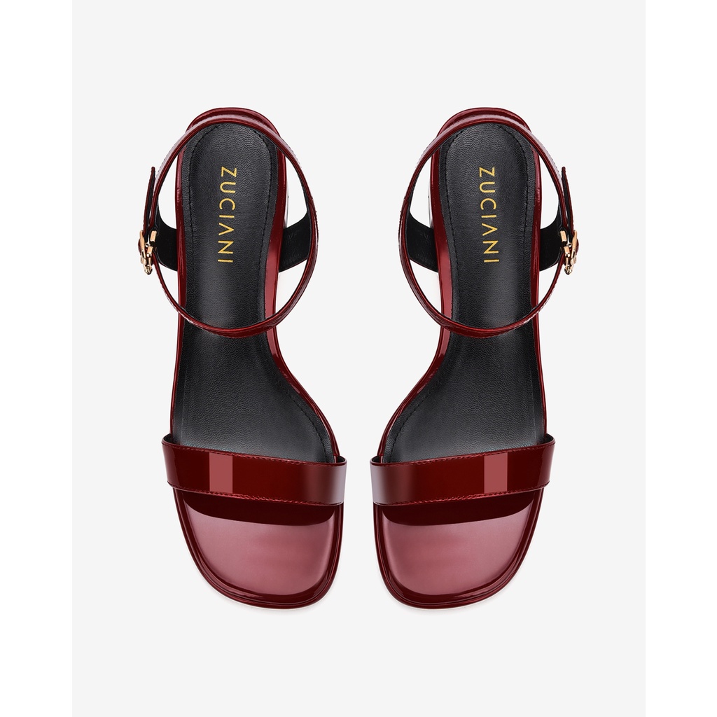 Sandal cao gót đế khối khóa móc trái tim Zuciani được may cùng chất liệu da thật cao cấp 7cm - SLS11