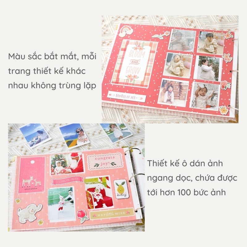 Album ảnh nghệ thuật cho bé, Album cho bé in sẵn trang trí 🍬🍼