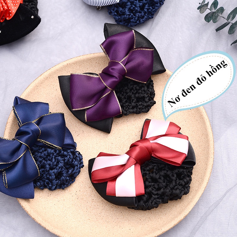 Búi tóc lưới đính nơ 😍FREESHIP😍 lưới búi tóc hình nơ, búi tóc lưới hình nơ