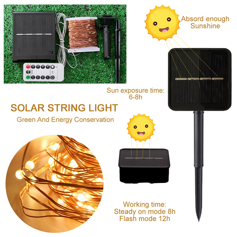 POWER Dây Đèn Led Năng Lượng Mặt Trời Chống Thấm Nước 2020 Trang Trí Giáng Sinh