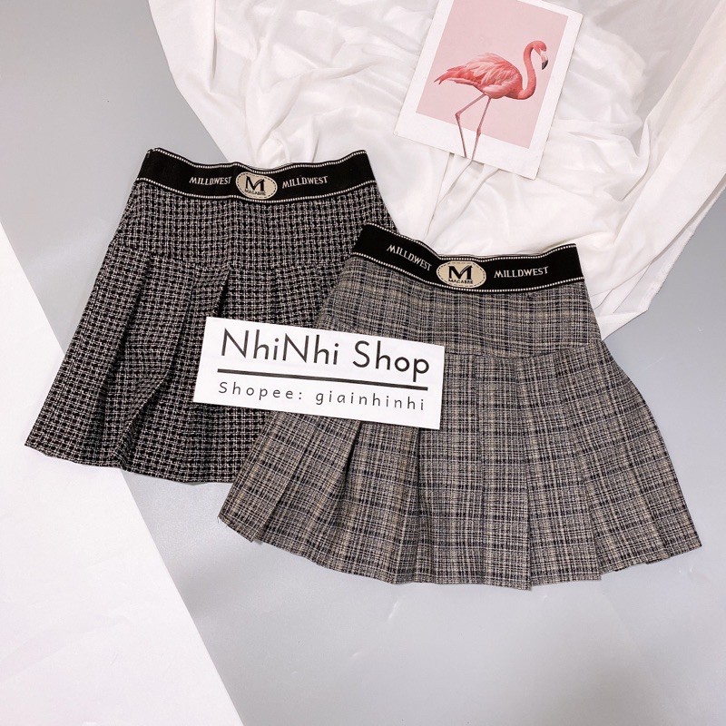 Chân váy xếp ly chất dạ dày dặn có quần trong, Chân váy dạ dáng xòe cạp chun CV1522 - NhiNhi Shop | BigBuy360 - bigbuy360.vn
