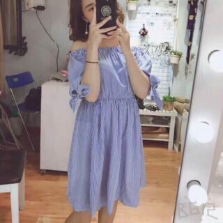 Đầm bẹt vai cột Tay nơ