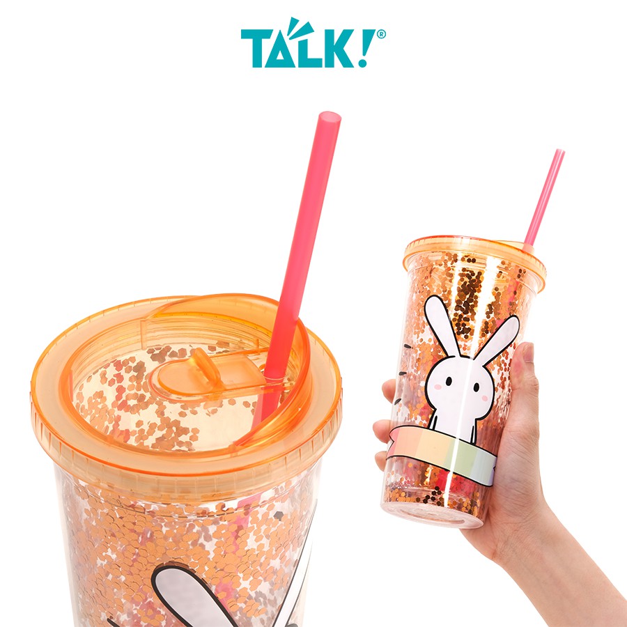 Ly Uống Nước Bằng Nhựa Hai Lớp Thỏ/Gấu Aka/Xô 600ML - Thỏ Bảy Màu - TALK!