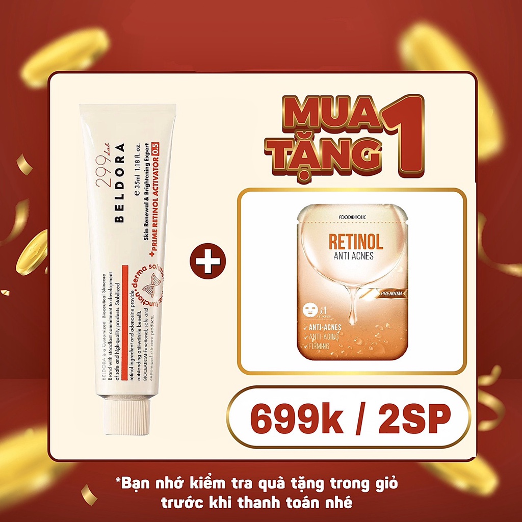 Kem Dưỡng Giảm Mụn Ẩn, Giúp Da Căng Bóng Beldora 299 Prime Retinol Activator