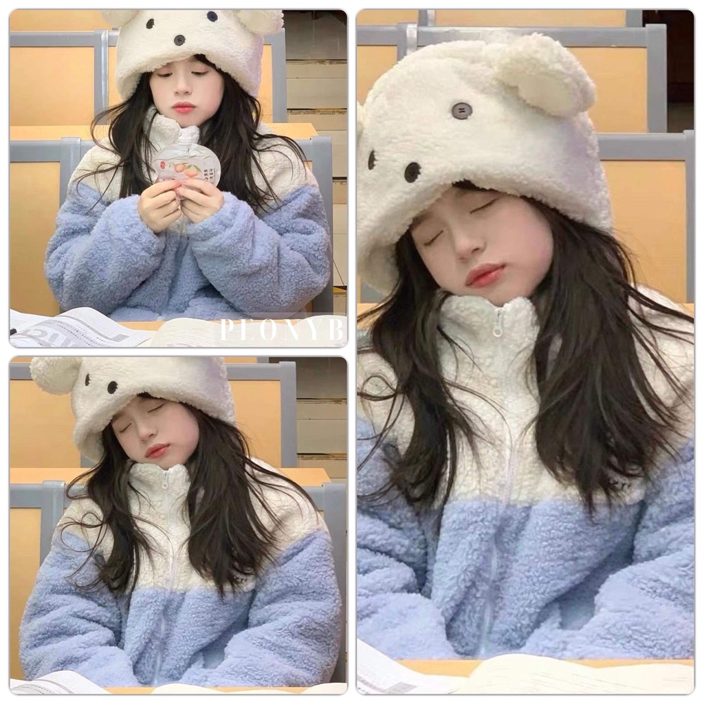 Khoát cổ cao hoodie zip kiểu dáng cute bánh bèo đẹp