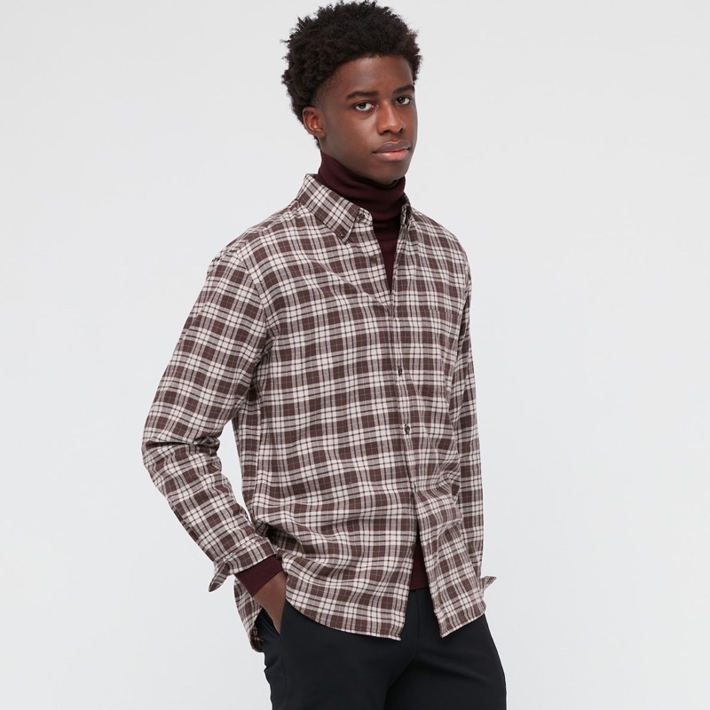 Áo sơ mi nam dài tay kẻ caro dòng flannel của Uniqlo
