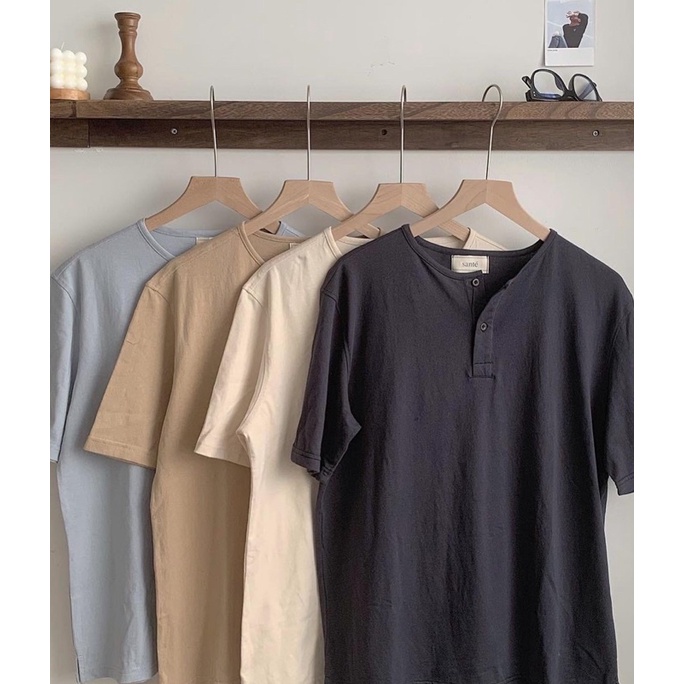 Áo thun áo phông ngắn tay trơn RONNY BYSANTÉ chất liệu cotton thấm hút mồ hôi, giữ form