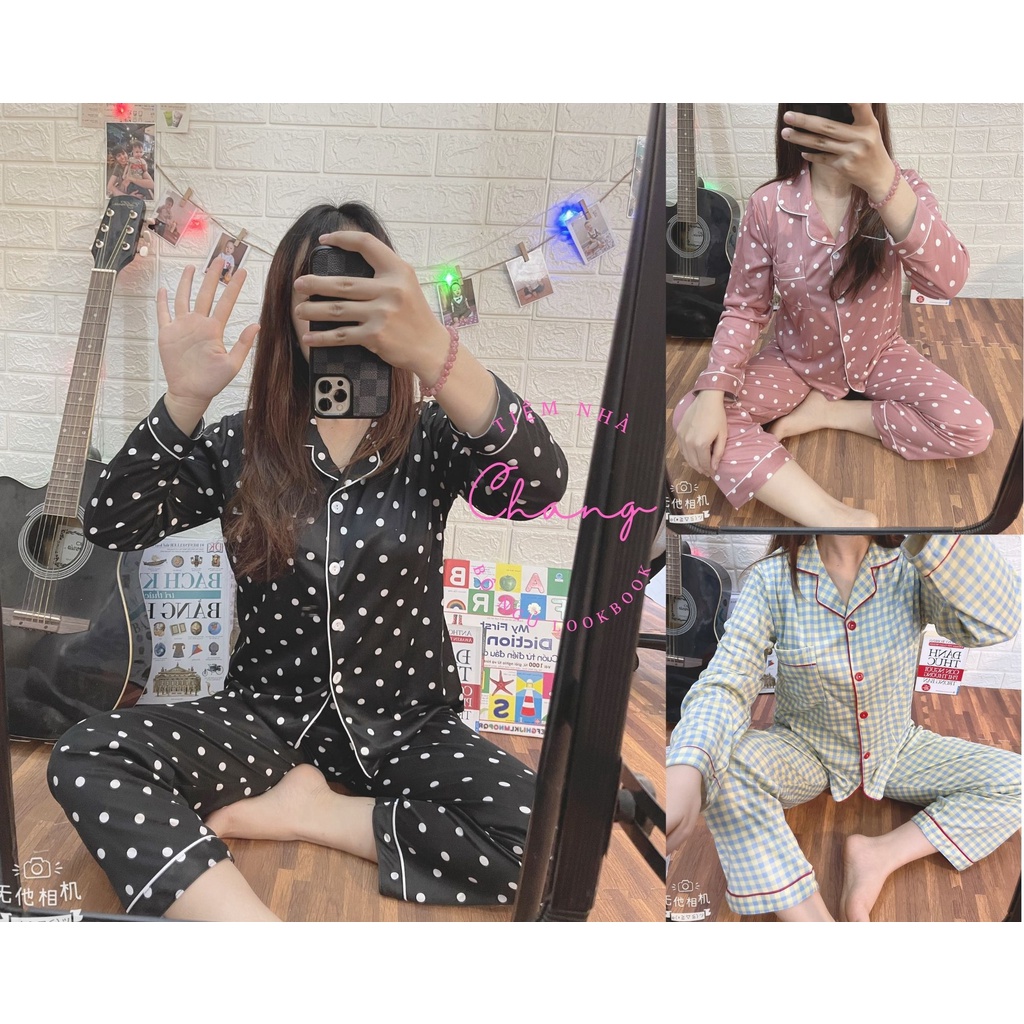 Đồ bộ nữ dễ thương mặc nhà thu đông pijama cotton sữa Look Book hàng Quảng Châu cao cấp