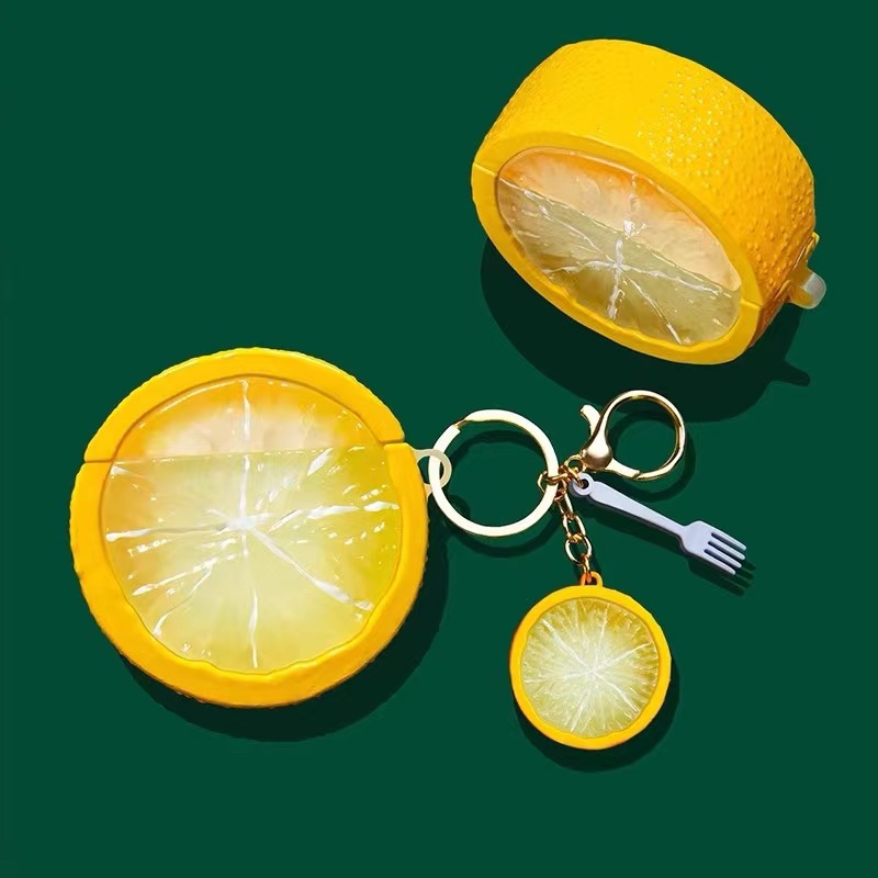 Vỏ bảo vệ hộp sạc tai nghe bằng silicon họa tiết trái cây dễ thương thích hợp cho Airpods 1 2 3 Pro