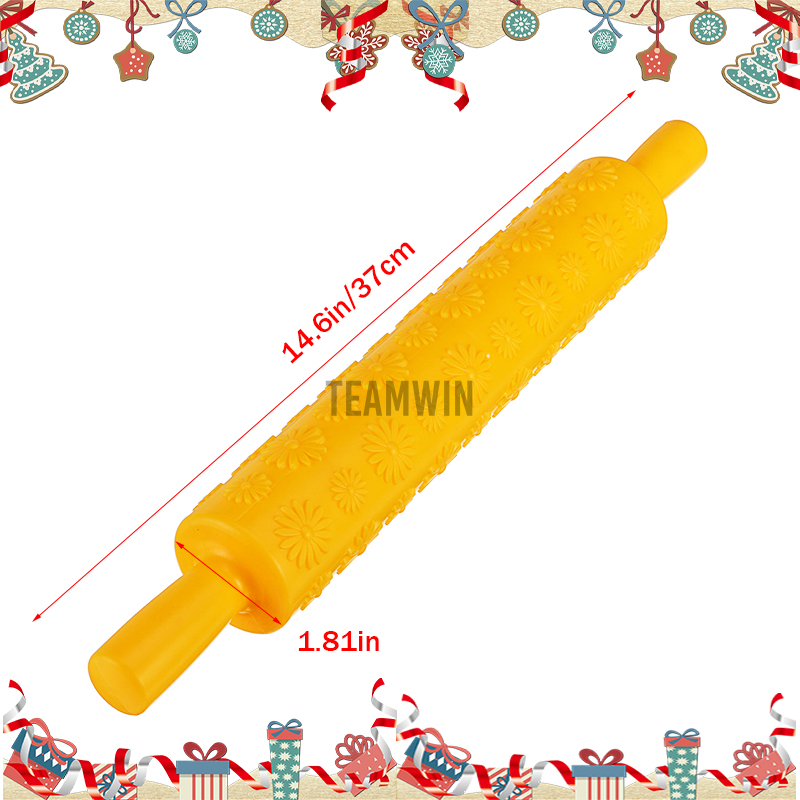 Christmas Embossed Dough Rolling Pin Laser Engraved Pastry Food-degrade Plastic